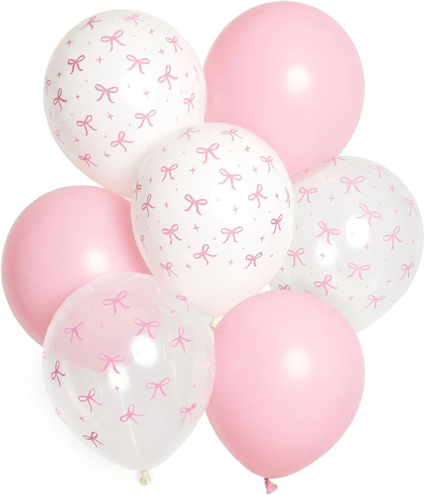 xo, Fetti Party Decorations Pink Latex Bow Balloons - 24 pk, 12" | Bachelorette Decorations, Bow ... | Amazon (US)