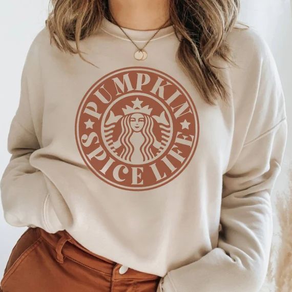 Pumpkin Spice Starbucks Sweater Aesthetic Fall Sweatshirts | Etsy | Etsy (US)