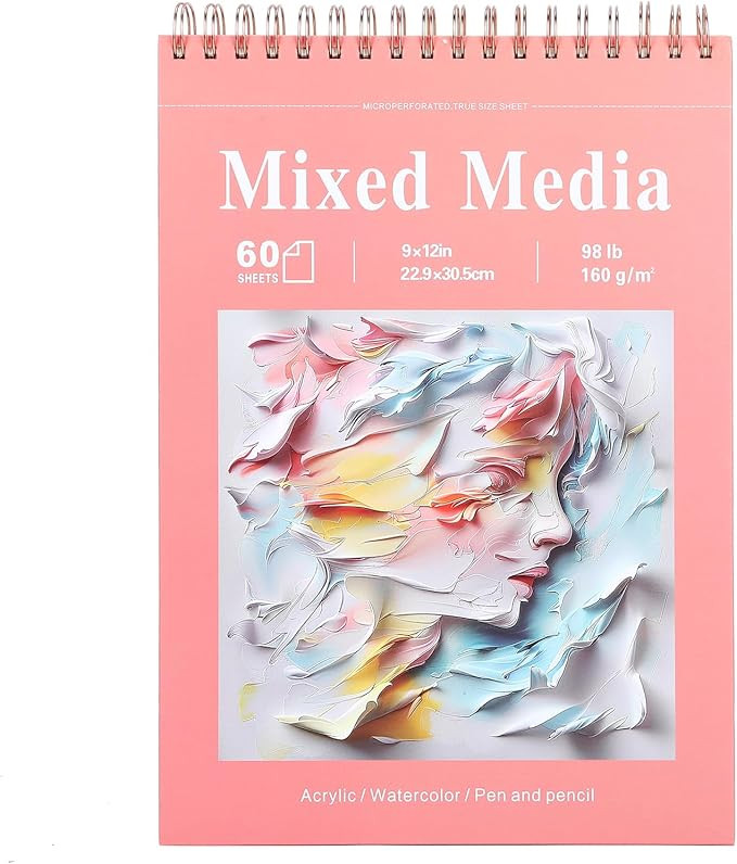 Ddaowanx Mixed Media Sketchbook, 9x12 inches Sketch Pad 60 Sheets (98lb/160gsm) Heavyweight Drawi... | Amazon (US)
