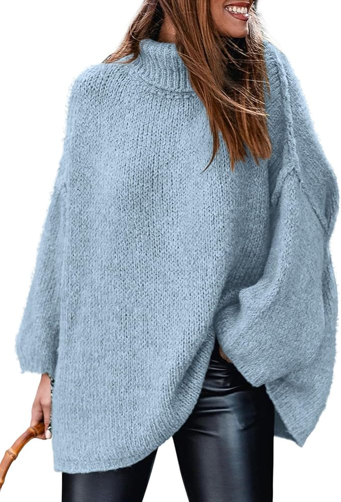PRETTYGARDEN Women's 2025 Fall Turtleneck Oversized Sweaters Long Sleeve Chunky Knit Pullover Top... | Amazon (US)