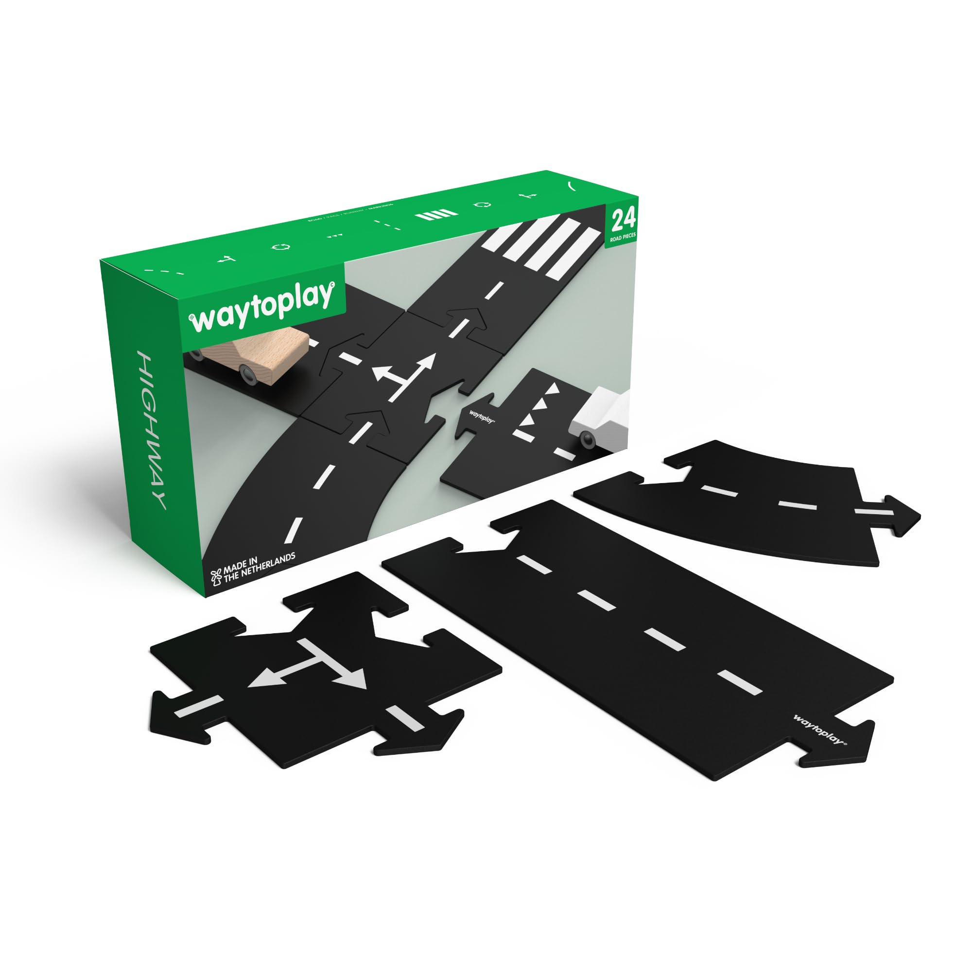 Waytoplay Highway, 24 Piece Circuit for Toy Cars - Flexible, Indestructible, and Waterproof - Mod... | Amazon (US)