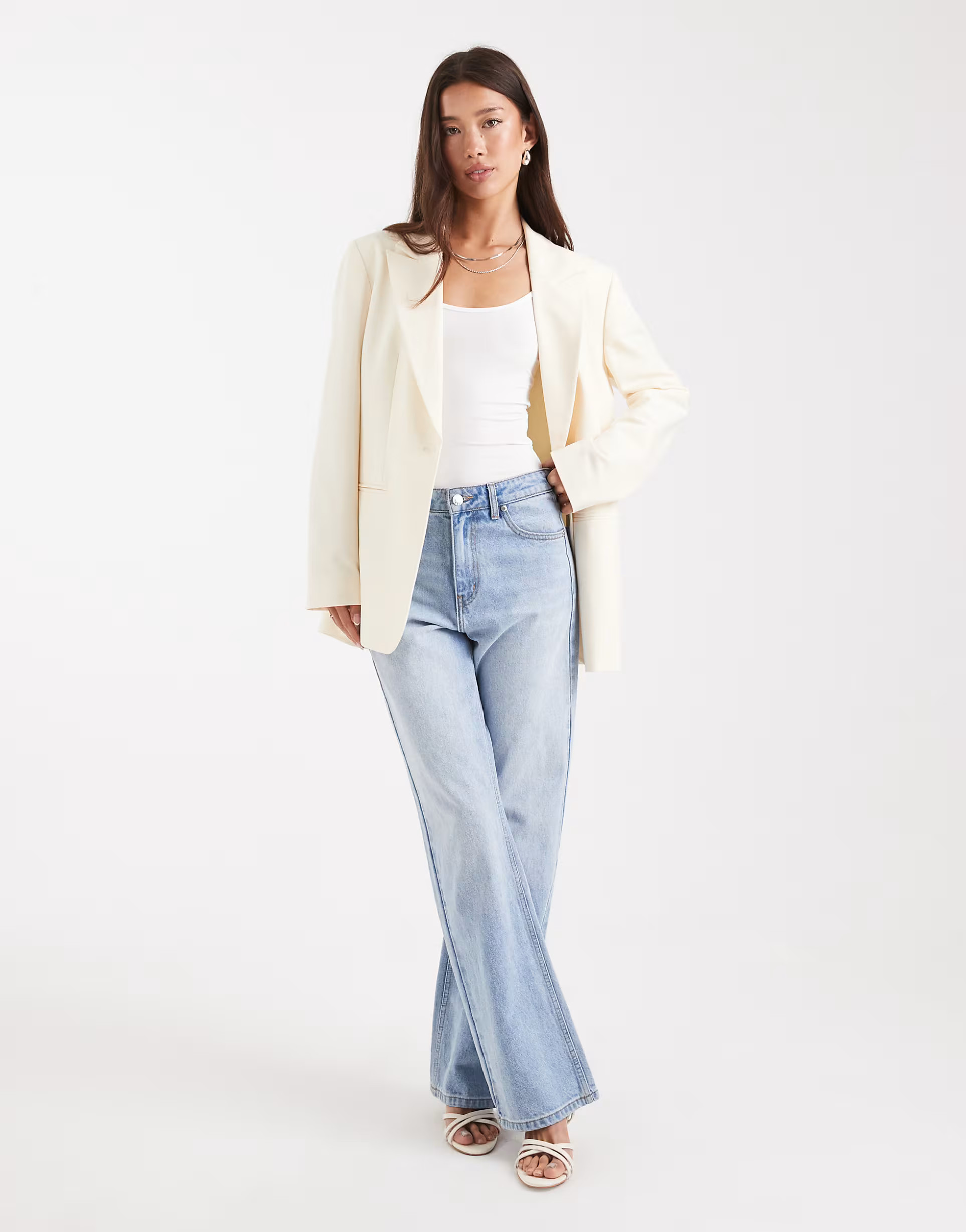 ASOS DESIGN relaxed blazer in cream | ASOS (Global)