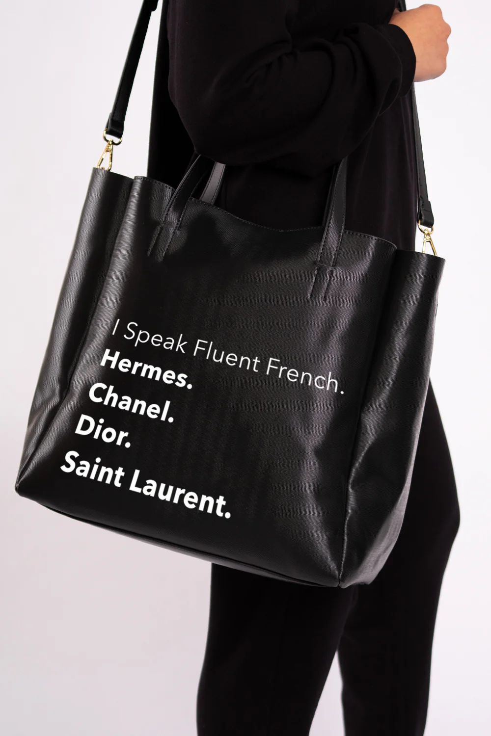 NEVER FULL TOTE - Fluent French (Black) | Los Angeles Trading Co