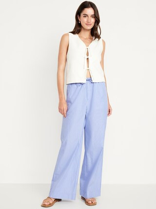 High-Waisted Poplin Super Wide-Leg Pants | Old Navy (US)