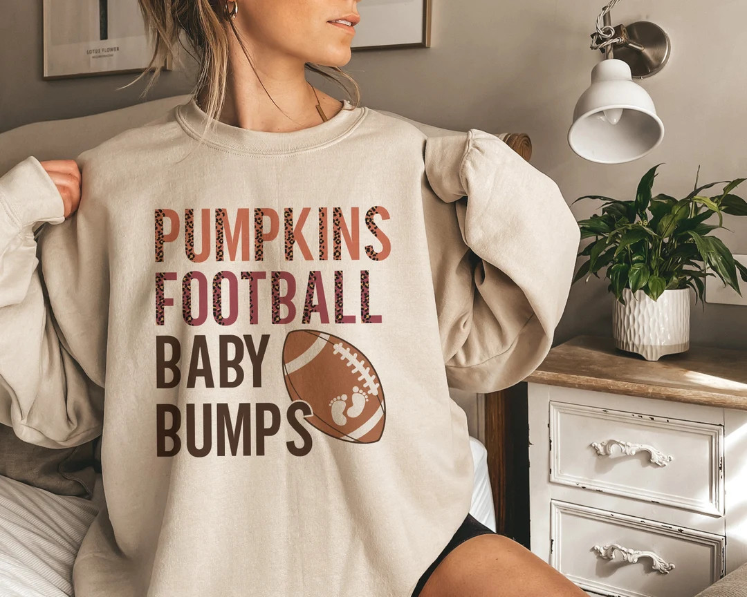 Football Baby Bumps Pregnancy Announcement Sweatshirt Fall Maternity Sweater Football Baby Reveal... | Etsy (US)