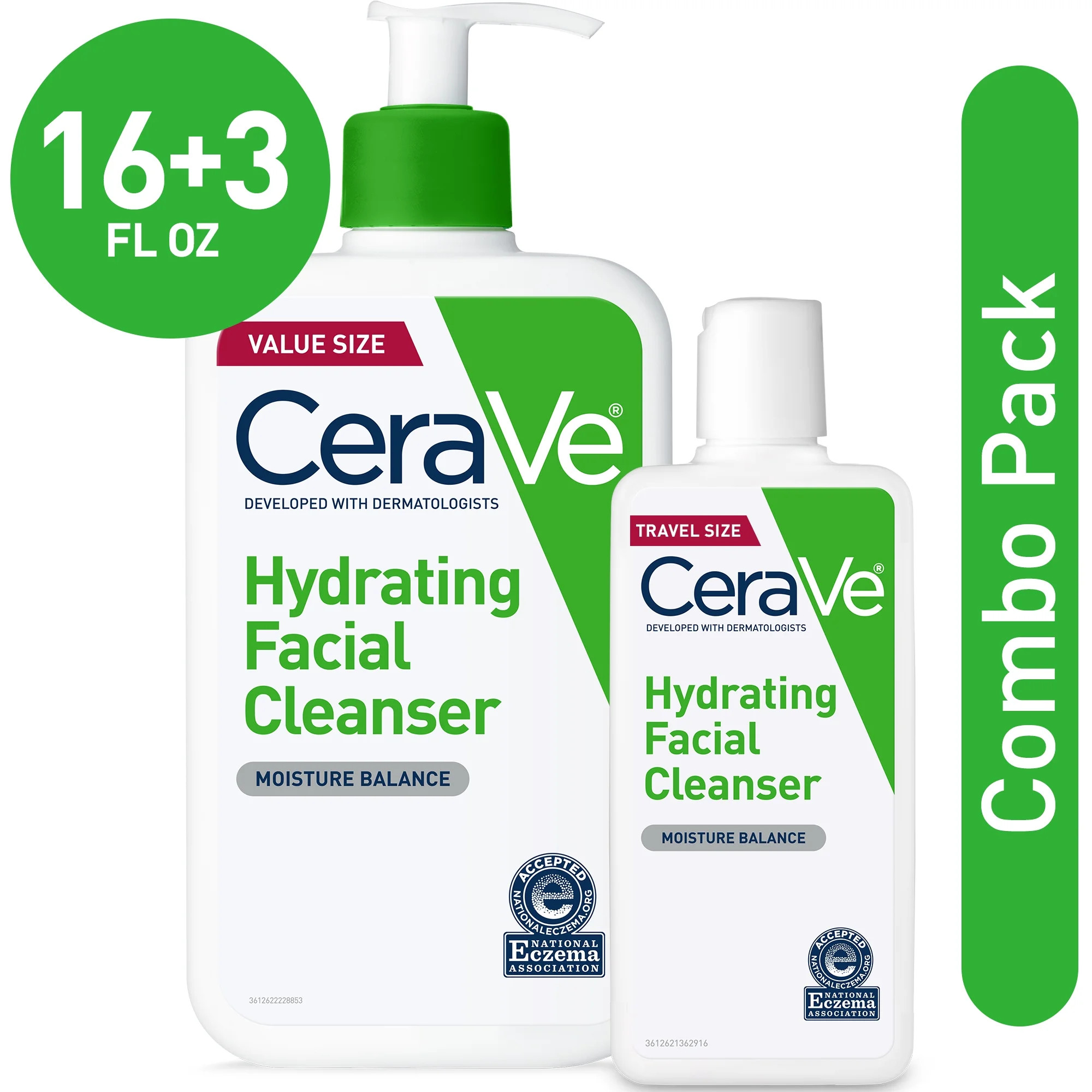 CeraVe Hydrating Face Wash, Facial Cleanser for Normal to Dry Skin, Value Pack, 16 oz Pump & 3 oz... | Walmart (US)