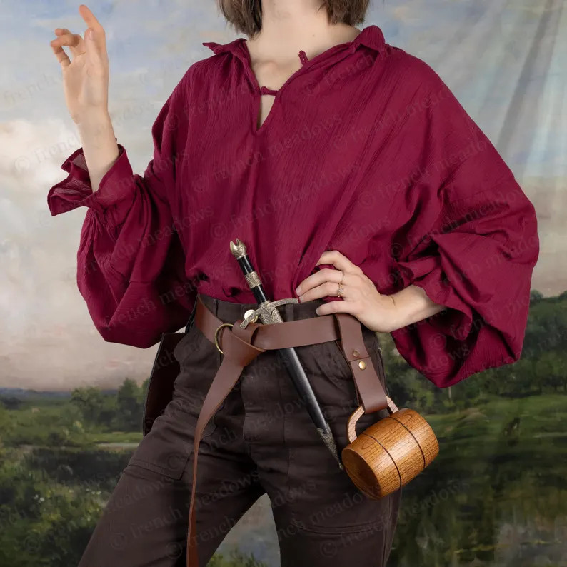 Red Pirate Shirt | Oversized Vampire Unisex Cotton Astarion Cosplay Women Mens Renaissance Blouse... | Etsy (US)