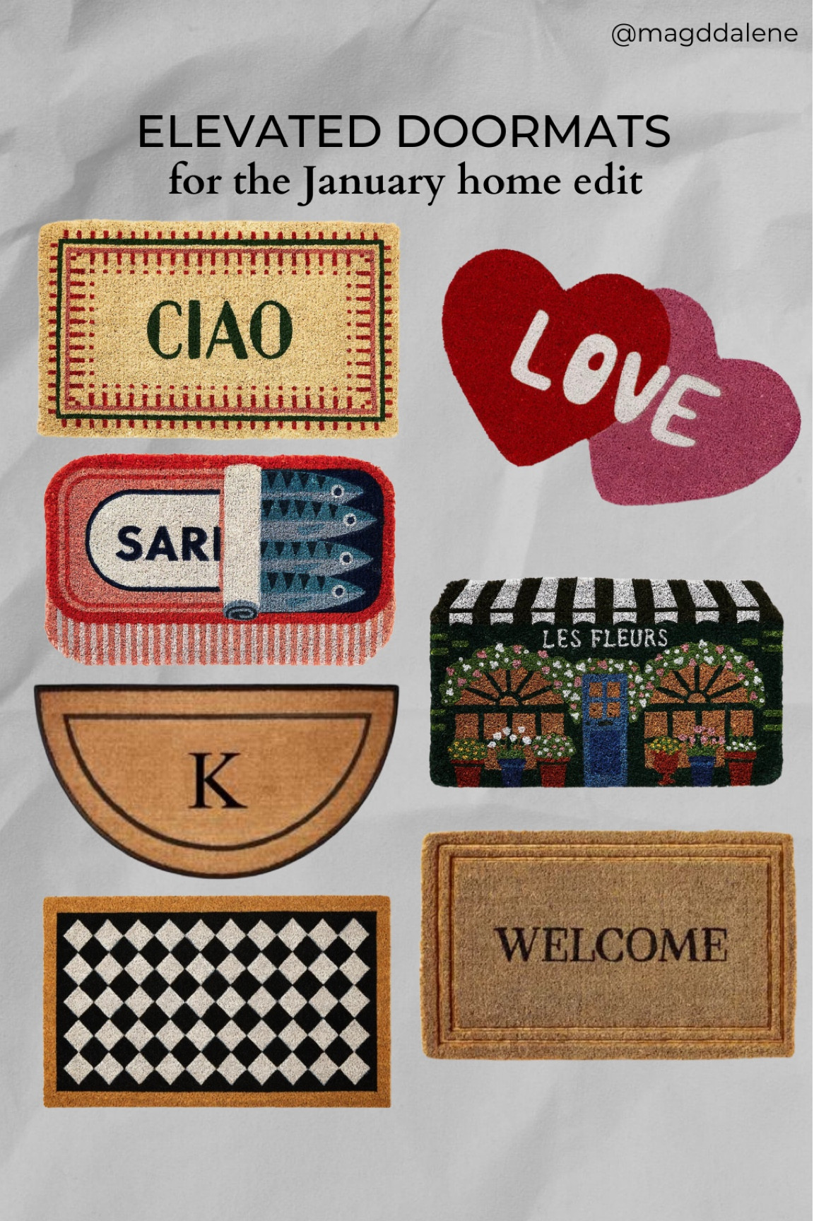 Refreshing the home in January is one of my new year traditions. Getting something new for the home brings in some freshness and inspiration into the environment. This year I came across some fun doormats. Which one should I pick? 

#LTKHome #LTKStyleTip #LTKFamily