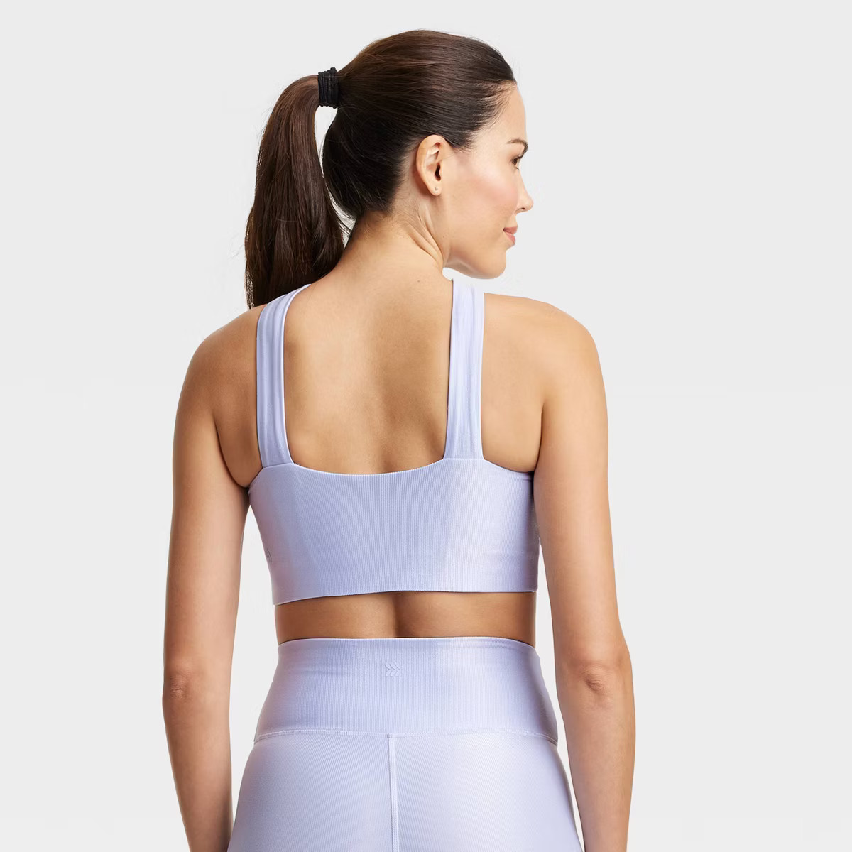 Women's Light Support Shine Ribbed Halter Longline Sports Bra - All In Motion™ | Target