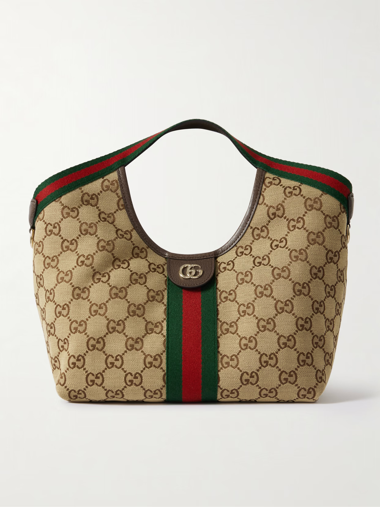 Gucci - Giglio Small Leather-trimmed Canvas-jacquard Tote - Neutrals | NET-A-PORTER (US)