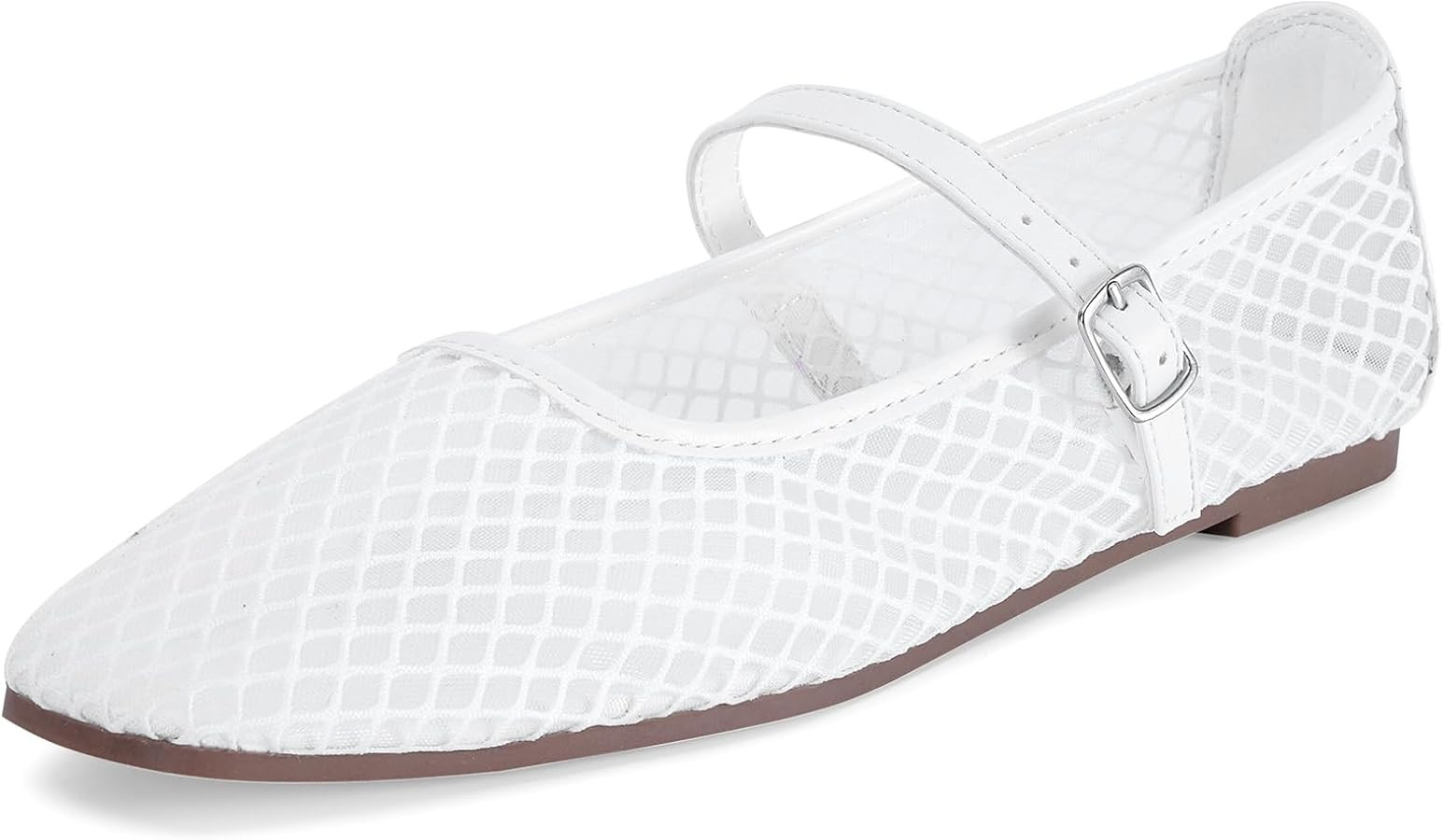 mazeskin Womens Mesh Memory Foam Ballet Flats Square Toe Shoes Ladies Comfortable Buckle Strap Ba... | Amazon (US)