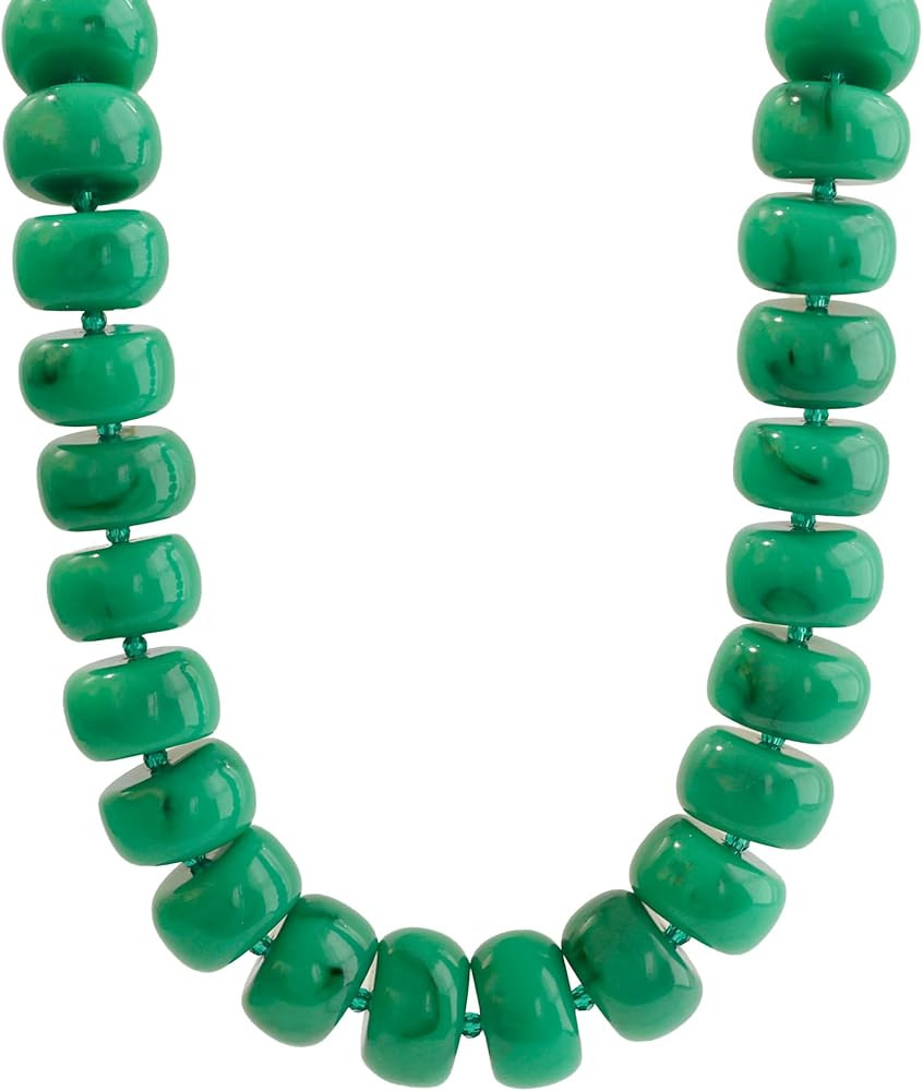 Miniature Glass Bead & Oversized Multi-Color Resin Bead Statement Necklace - 17"+3" Extender Chai... | Amazon (US)