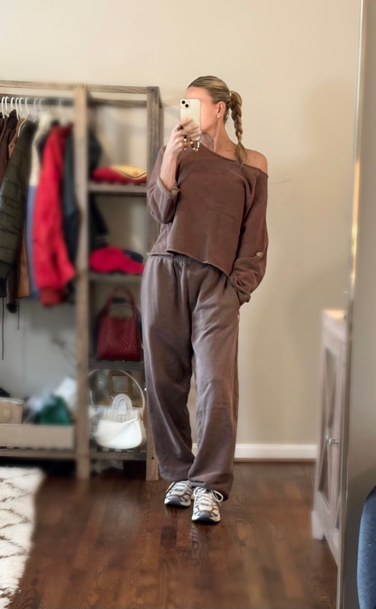 First sweat set I ever bought from this brand and it DID NOT disappoint. I love th casual off the shoulder slouchy sweatshirt. The color is a beautiful rich mocha and the details on the sleeves and the cinched sweats are everything! And they are long enough for a 5’9 girly!

#LTKTall #LTKOver40 #LTKActive