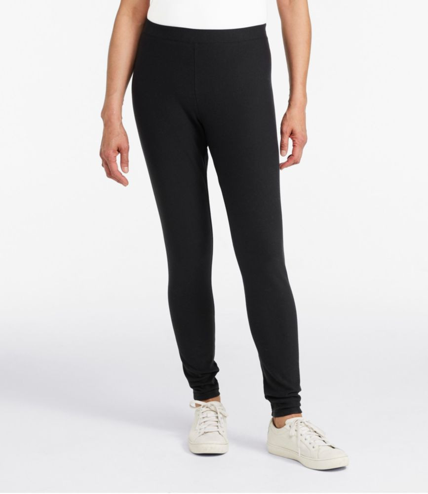 Women's Perfect Fit Pants, Fleece-Backed Leggings Black M Petite, Fleece Cotton L.L.Bean | L.L. Bean