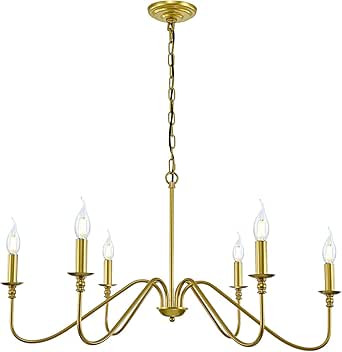 Miluolan Gold Chandelier, 6-Light Modern Chandelier for Dining Room, Bedroom, Foyer, Living Room,... | Amazon (US)