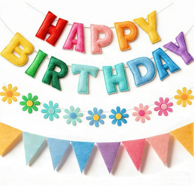 YEOCU Happy Birthday Decorations, No DIY, Pre-Strung 3D Banner | Amazon (US)