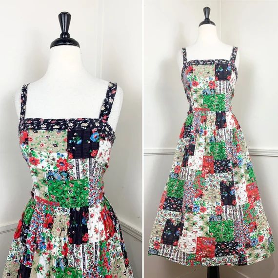 Medium | 1970's Vintage Cotton Patchwork Print Summer Dress | Dalani II | Etsy (US)