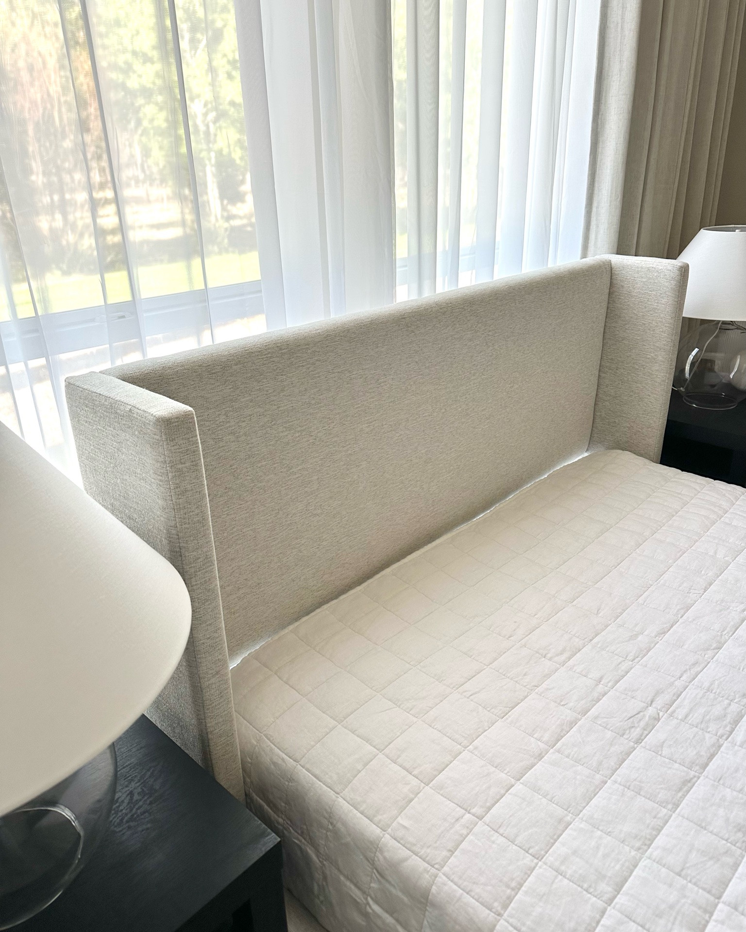 Our new bed is here! The color is perfect. It’s a mix between a light beige and gray. The wood base is so pretty! The headboard is average size. Always double check measurements!

We’re using my favorite 8” mattress with a 3” topper. No box spring needed.

Beds, queen bed, king bed, designer, Wayfair, bedroom design, bedroom ideas, cozy bedroom, neutral bedroom

#LTKHome #LTKSaleAlert