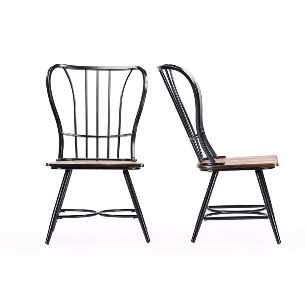 Baxton Studio Longford "Dark-Walnut" Wood and Black Metal Dining Chair (Set of 2) | Walmart (US)