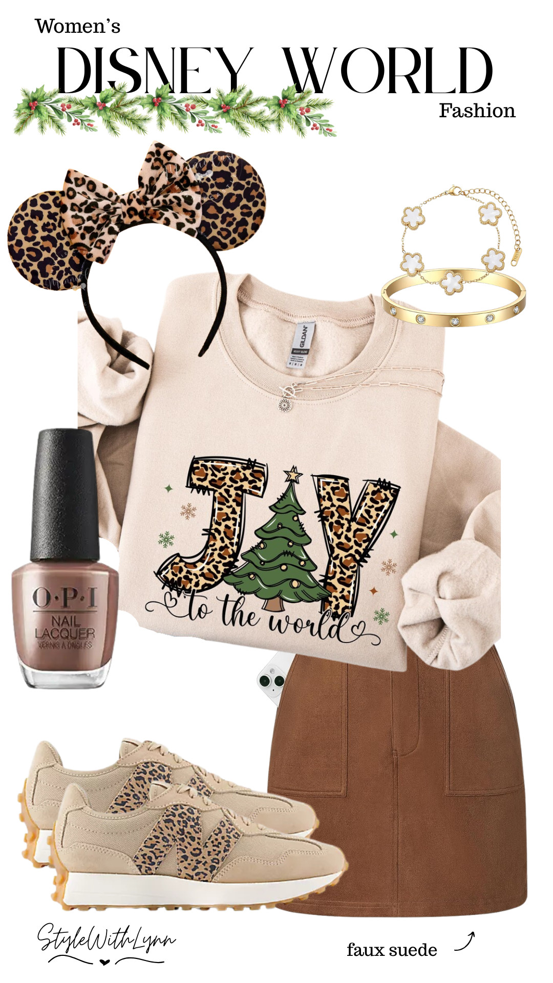 This festive cheetah print Disney outfit is the perfect mix of cozy and chic for your next park day. Pair this Joy to the World sweatshirt with the faux suede skirt, classic New Balance 327 sneakers, and matching cheetah print Minnie ears for that effortless holiday magic. 💫


#DisneyWorldOutfit #DisneyChristmasStyle #CheetahPrintFashion #DisneyHolidayLooks #StyleWithLynn 


disney outfits | disney outfits women | disney world outfits | disney world outfits women | disney world outfits winter | cute disney outfits | disneyland outfits | cute disney outfits women | what to wear to disney | disney world outfits OOTD | disney world fashion style | how to style disney world outfits 
#LTKHoliday #DisneyOutfitInspo #DisneyParksStyle #LTKDisney #ChristmasAtDisney 

 #LTKHoliday #LTKSeasonal #LTKStyleTip