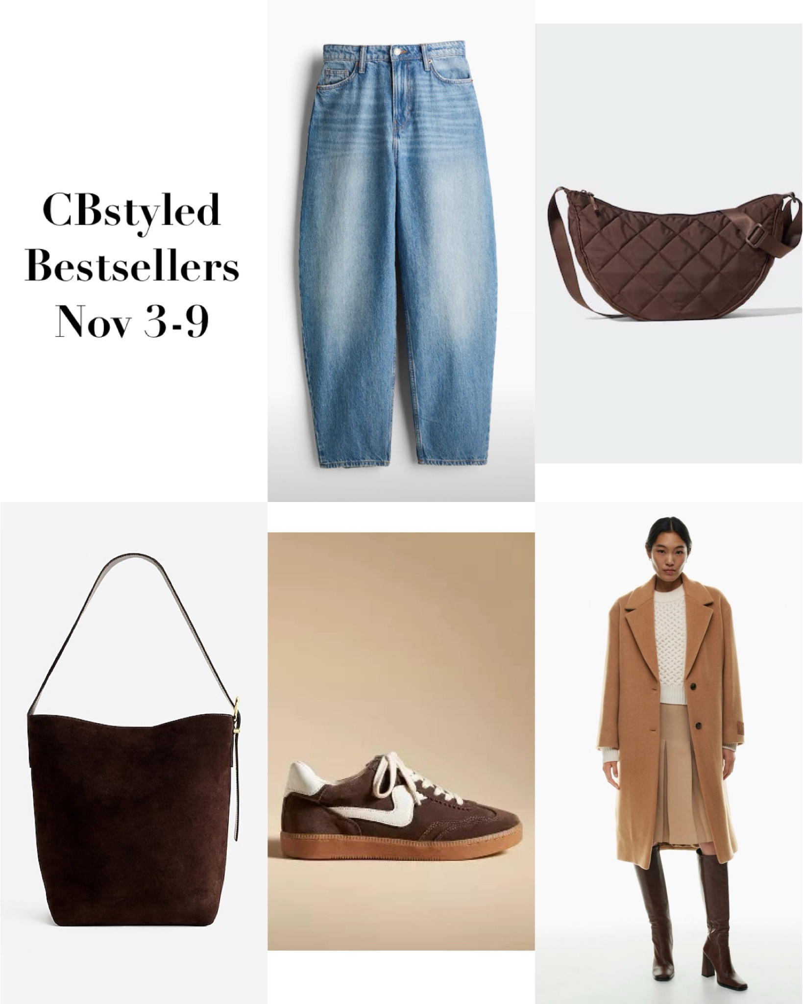 Nov 3-9 bestsellers! I’m 5’ 7” size 4ish: 
1. Barrel leg jeans: restocked & new washes added! I love that they aren’t a very exaggerated barrel style, fit tts (I usually size up one in H&M jeans but these fit great in my usual size). 
2. Quilted bag: a more updated (larger) take on the ubiquitous belt/ bum bag, great price, 4 colors 
3. Suede bag: trendy but classic style, amazing quality, adjustable strap,
can wear cross body, 8 colors
4. Sneakers: trendy suede, cute & comfortable, fit tts, 14 colors
PS I swapped the laces for brown ones from Amazon
5. Classic wool coat: pricy but amazing quality. Two years ago I tried on ten wool coats and this was the favorite. I have it in two colors, fits tts. 13 colors available. 
I also linked a few more items from the most popular items last week


#LTKShoeCrush #LTKItBag #LTKStyleTip