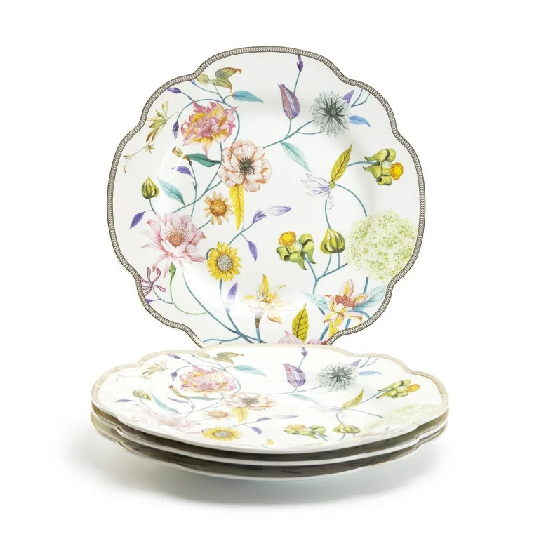 Grace Teaware 11.5in Spring Flowers Fine Porcelain with Gold Trim Dinner Plates Set of 4 | Walmart (US)