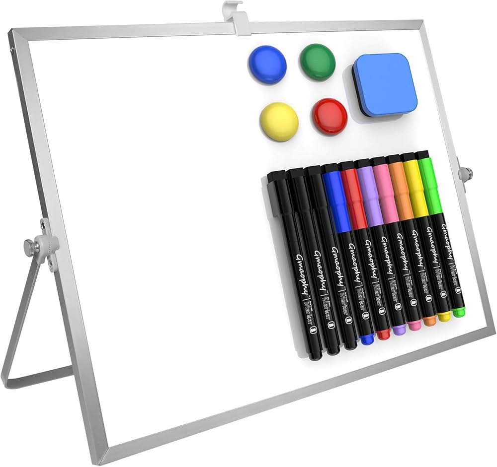 GMAOPHY Dry Erase White Board, 16inX12in Large Magnetic Desktop Whiteboard with Stand, 10 Markers... | Amazon (US)
