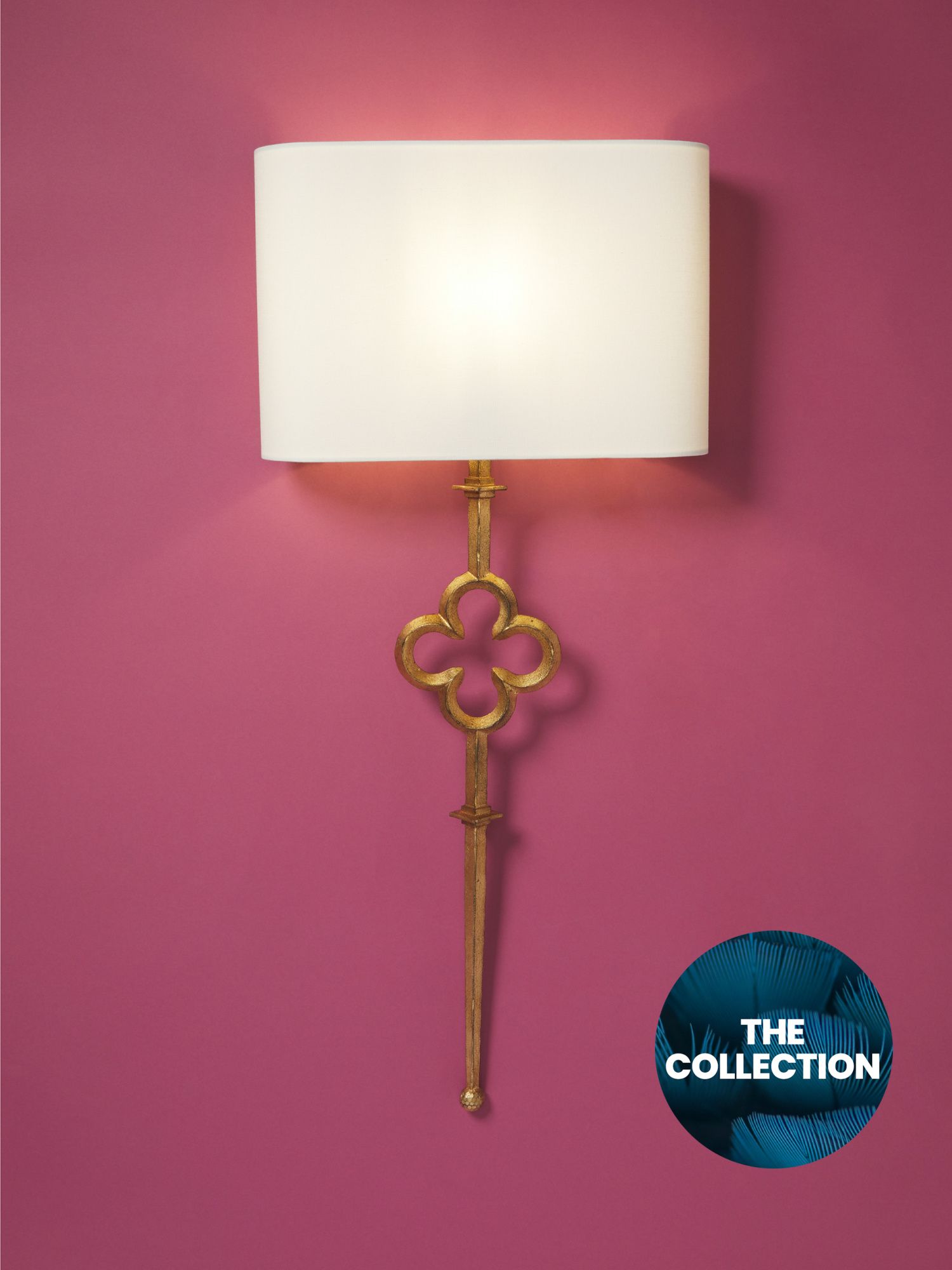 33in Quatrefoil Tail Sconce With Linen Shade | Light Fixtures | HomeGoods | HomeGoods