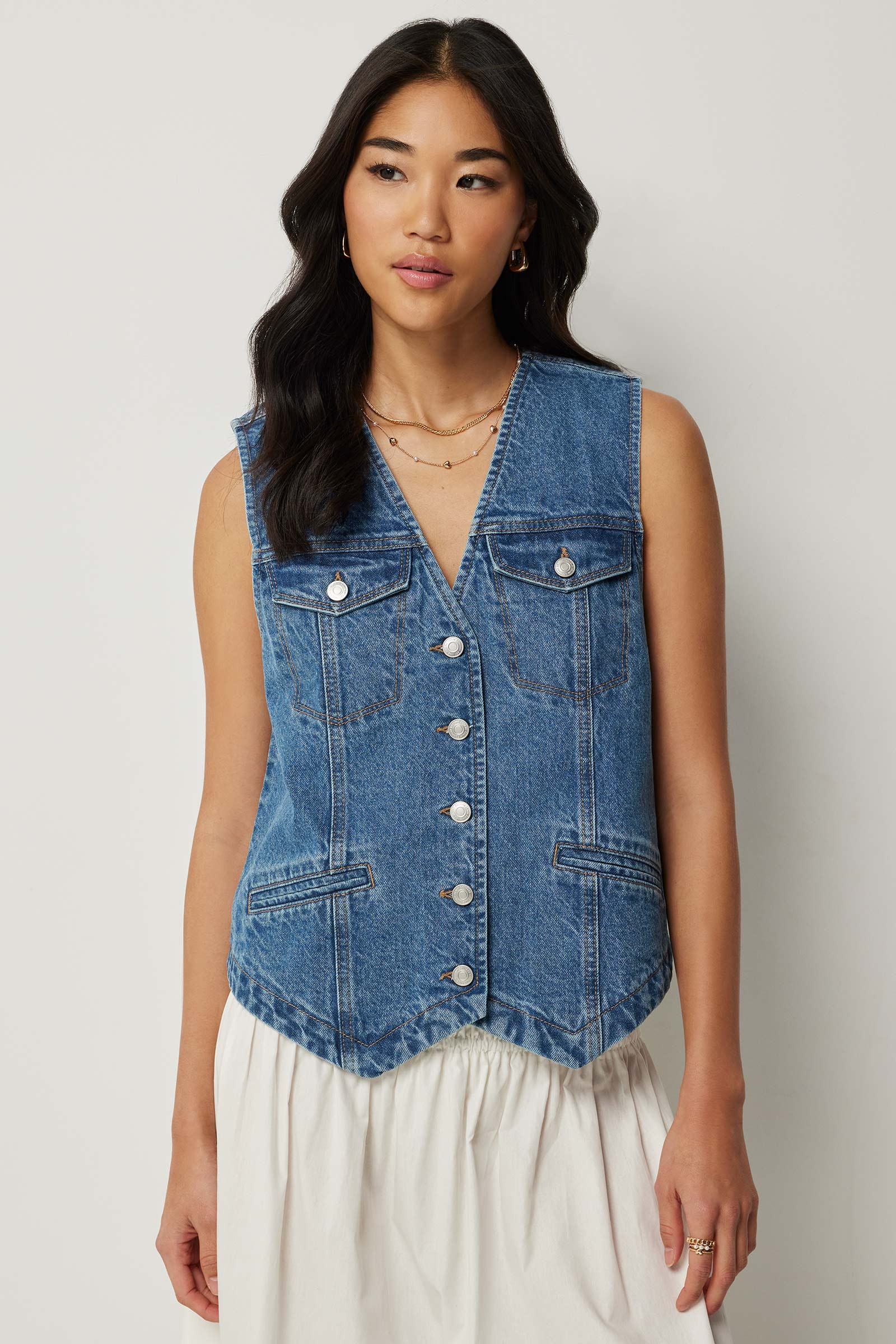 Oversized Denim Vest | Ardene