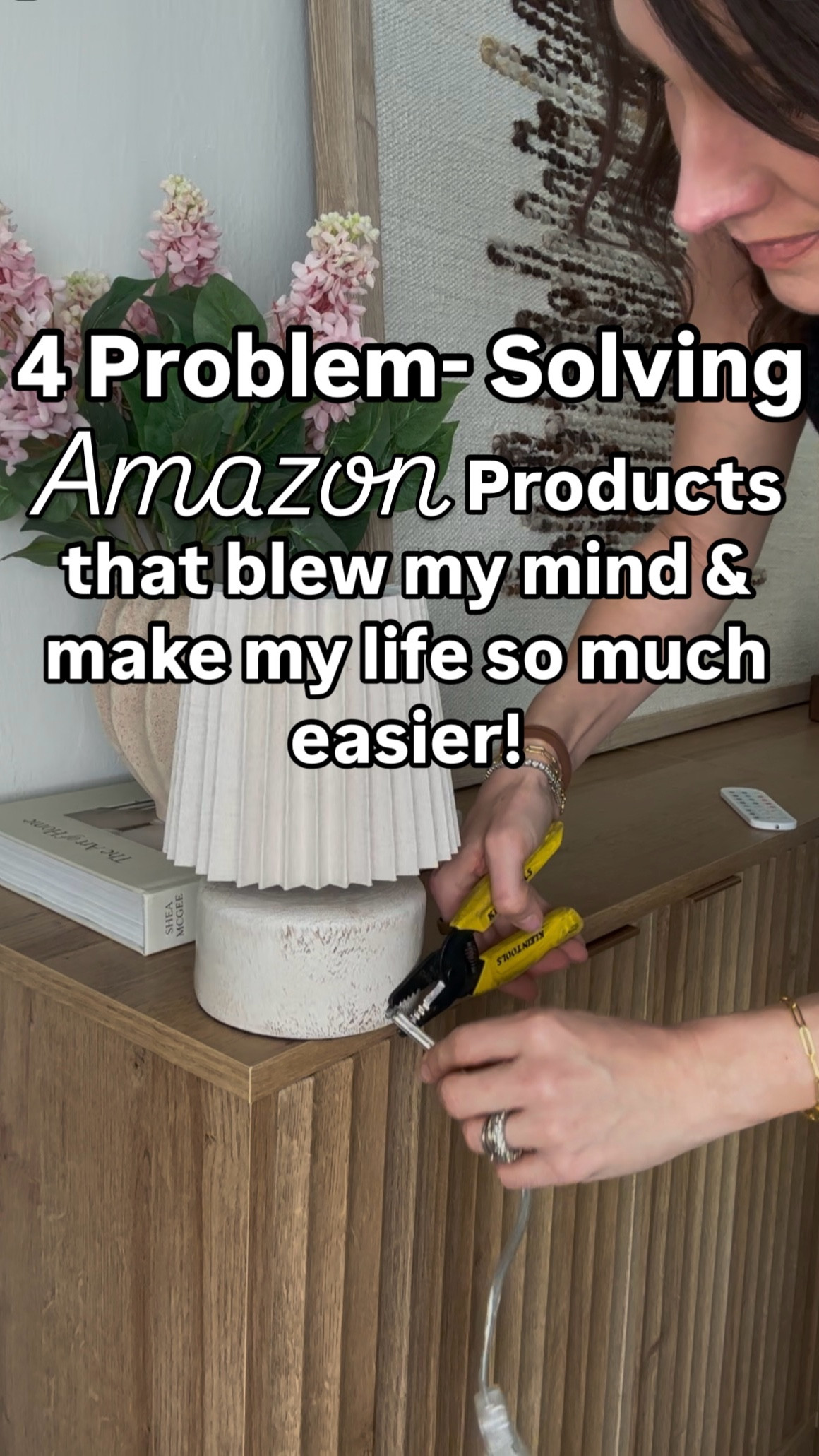 Wearing a small in the top and a 26 in the jeans (color switch stitch) tts  

FOR THE LIGHTS: Make sure you are purchasing the right size bulb for your lamp. This small lamp uses the e12. I also tagged the larger lamp I have in the kitchen with the fluted lamp shade and the larger/regular bulbs  

I tagged the cabinets. I have a set of two in the wood oak shade  


These problem-solving products had me mind blown. 🤯 
Let’s break it down… 
Problem 1: your closet is too small and you like to shop (aka me!). These space saving vertical hangers just saved me sooooo much room! You can even hang multiple pieces on each hook. 

Problem 2: Lamp cords are not pretty, let’s face it. This rechargeable lightbulb and some wire cutters will easily solve this problem. Bonus: you can change the color and use a timer. 

Problem 3: Your pants are too long. Or your shirt isn’t sitting right or…. I have found a million uses for this micro stitch gun! It comes with white and black mini tags that are virtually invisible. And when you are done, just trim it off. 

Problem 4: you want to listen to music or an audio book in bed but you are a side sleeper and those headphone are not comfortable. This Bluetooth enabled mask has built in headphones that lay flat for easy listening and a blackout night. Nighty night. 

Which product is your favorite? 

#amazonmusthaveproducts #musthaveproducts #geniushacks #homehacks #spacesavingideas #cordlesslamp #loveinthewild #fridayfaves #springmusthave #spring2025 

#LTKWatchNow #LTKFindsUnder50 #LTKHome