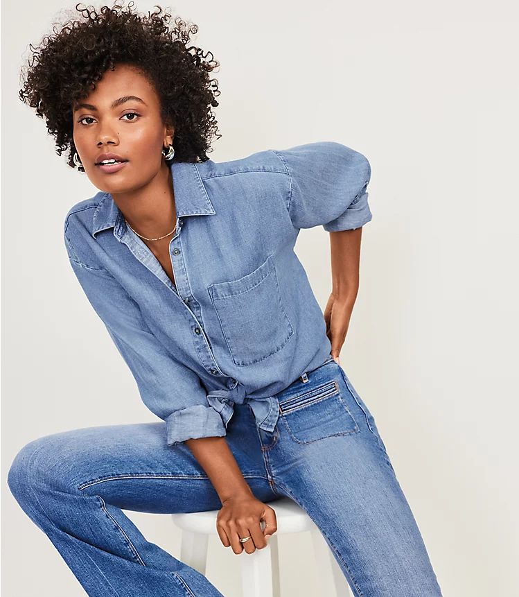 Chambray Oversized Shirt | LOFT