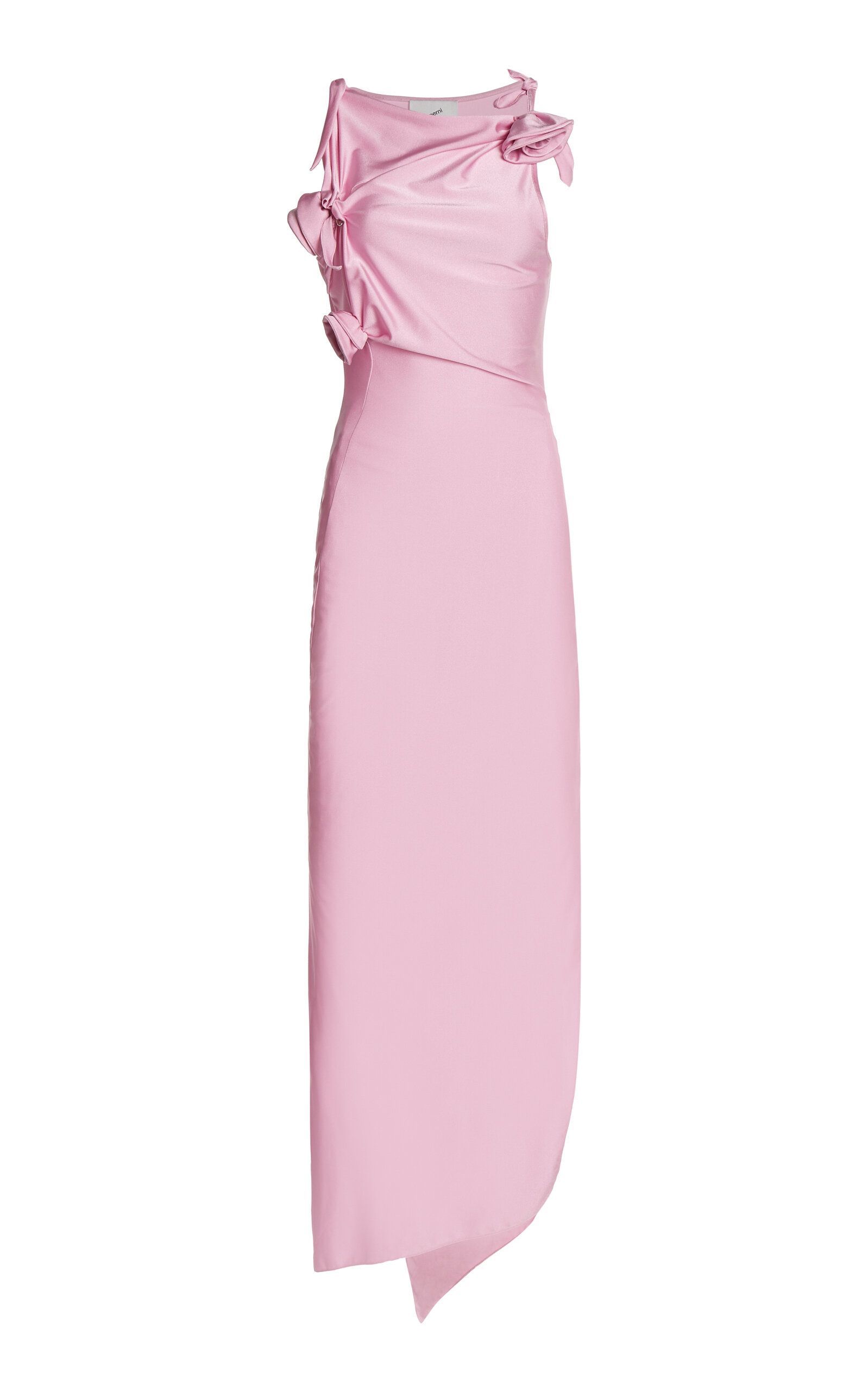 Asymmetric Rosette-Detailed Satin Gown | Moda Operandi (Global)