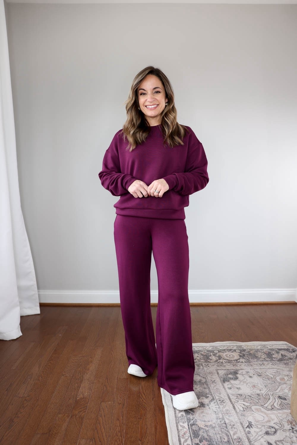 A few matching sets I’ve been wearing lately! 

Spanx AirEssentials Wide Leg Pants: petite xs - 28.5” inseam is a little long on me but I find these shrink in the wash and work well for me after! This set is shown unwashed. 
Spanx AirEssentials Crewneck Sweatshirt: xs 
(15% off your first purchase at Spanx with my code PUMPSXSPANX)


My measurements for reference: I’m 4’10” and 105lbs. My bust, waist, and hip measurement is 32”, 24”, and 36”.


#LTKPetite #LTKActive