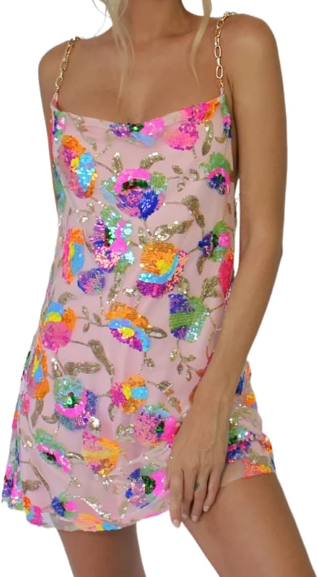 Women Sexy Spaghetti Strap Mini Dress Halter Bodycon Y2k Hollow Out Dress Slim Fit Tank Dress Summer | Amazon (US)