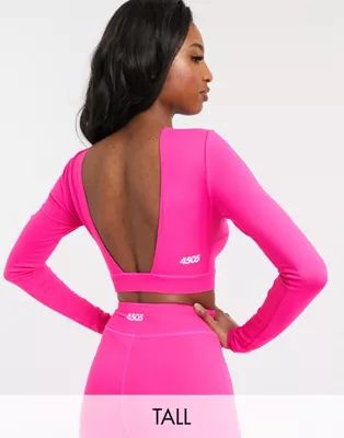 ASOS 4505 Tall exclusive  long sleeve crop with mesh plunge panel | ASOS (Global)