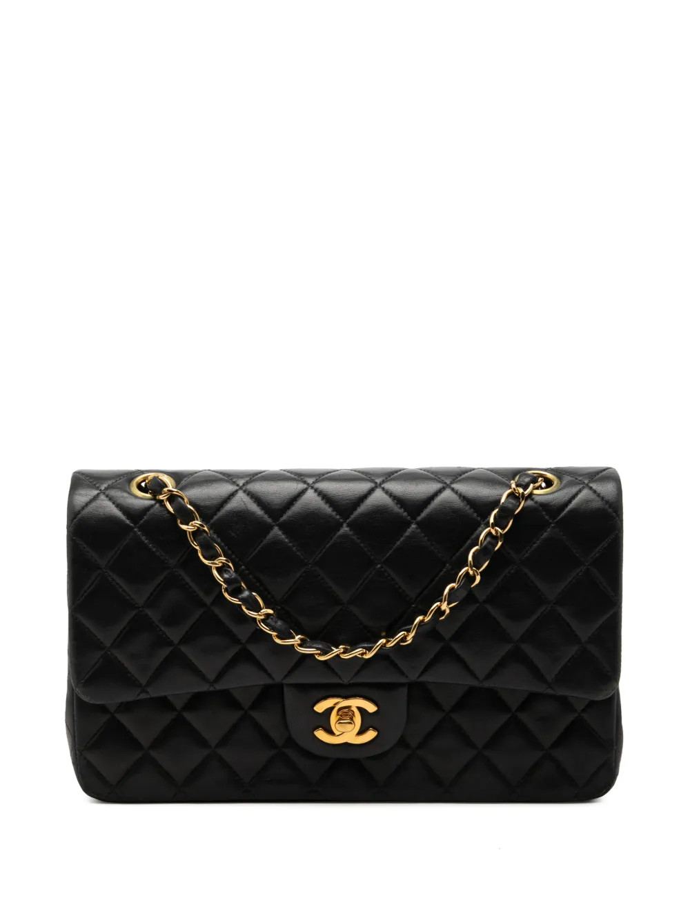 CHANEL Pre-Owned 2000-2002 Medium Classic Lambskin Double Flap Shoulder Bag | Black | FARFETCH UK | Farfetch Global