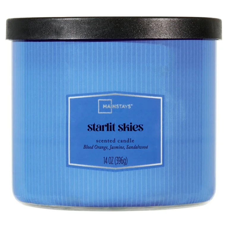 Mainstays 3-Wick Textured Wrapped Starlit Skies Scented Candle, 14 oz | Walmart (US)