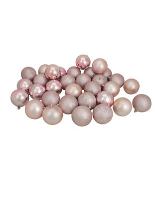 Northlight 32ct Blush Pink Shatterproof 4-Finish Christmas Ball Ornaments 3.25 | Macy's