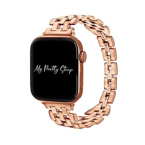 My Pretty Strap Venus Band Compatible with Apple Watch 38/40/41mm or 42/44/45/49mm, Stainless Steel Metal Gold Plated for Women (42MM / 44MM / 45MM / 49MM, Rose Gold) | Amazon (US)