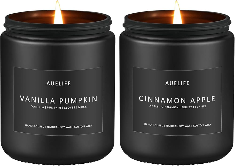 2 Pack Fall Candles | Vanilla Pumpkin Candle + Cinnamon Apple Candle - Scented Candles for Fall, ... | Amazon (US)