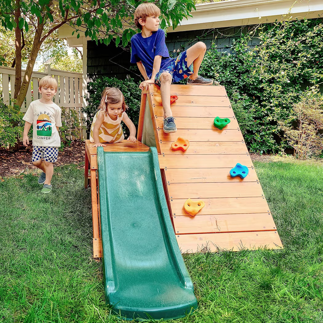 Avenlur Palm Outdoor and Indoor Playground 5 in 1 Backyard Playset with Ladder, Rock Wall, 4 ft. ... | Amazon (US)