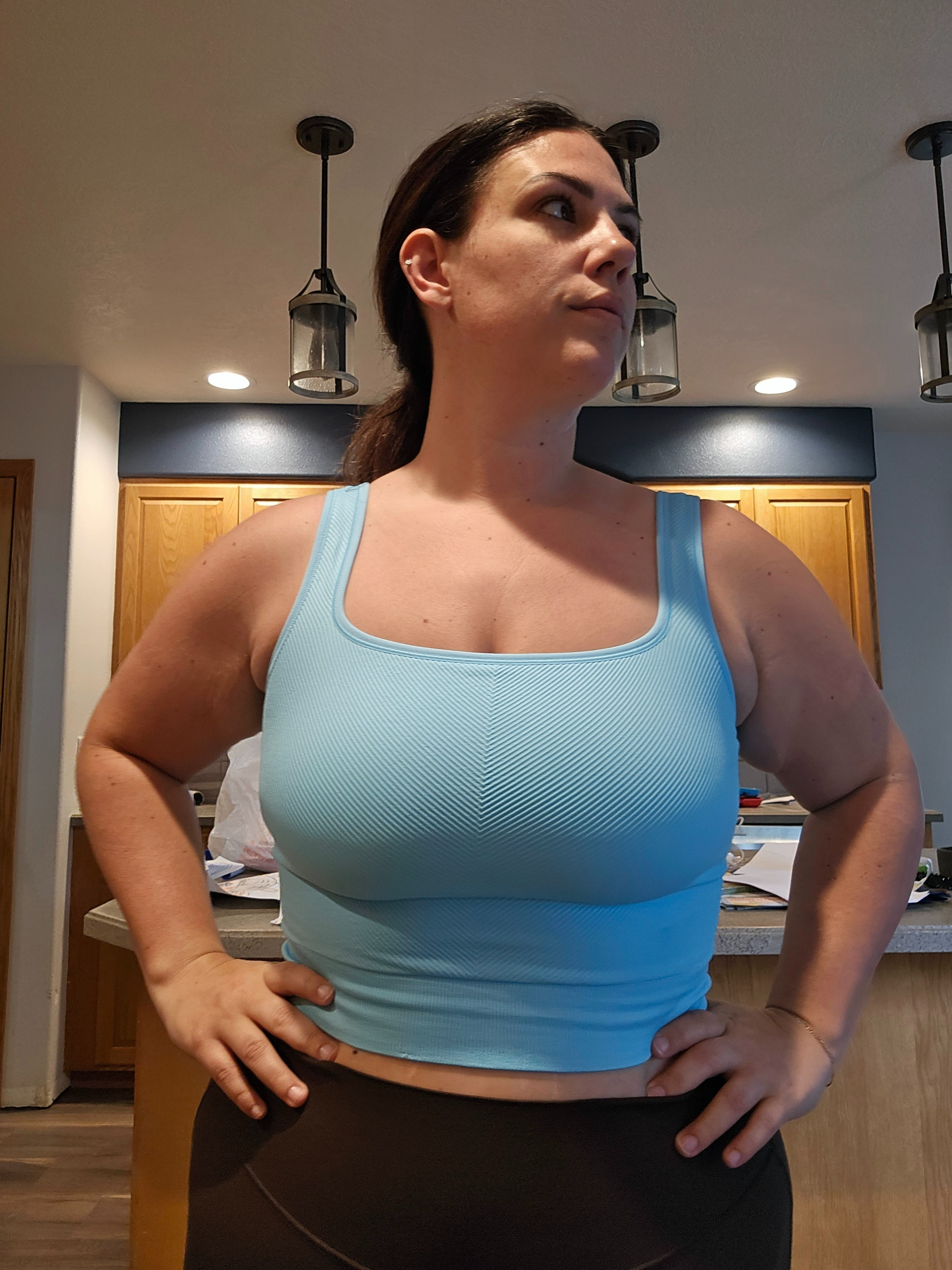 The comfiest crop bra/top. Seamless and no cups. Wearing size XL

#LTKActive #LTKfindsunder50 #LTKmidsize