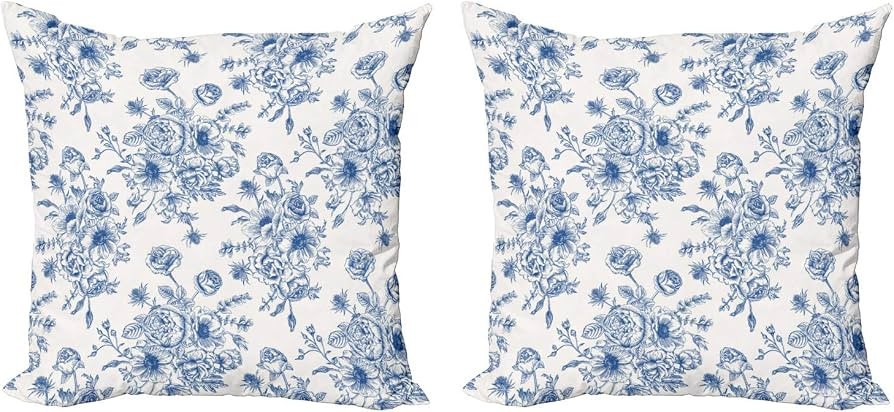 Ambesonne Anemone Flower Decorative Throw Pillow Case Pack of 2, Floral Pattern with Bouquet of B... | Amazon (US)
