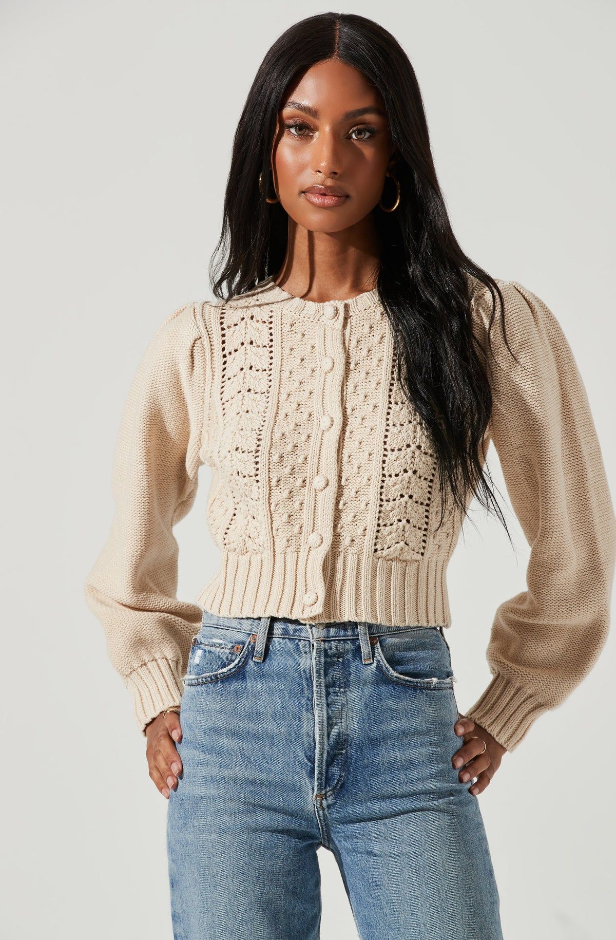 Marlena Cropped Cable Knit Cardigan | ASTR The Label (US)