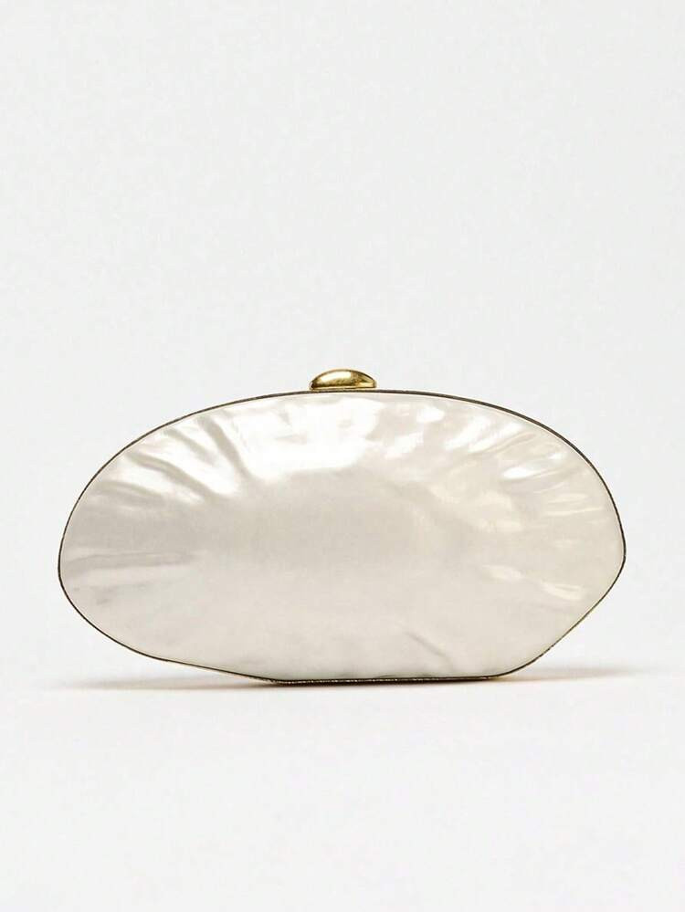 Mini Women's Evening Bag, White Handbag, White Pearl Effect Hard Box-Shaped Clutch, Acrylic Shell Party Bag, Shoulder & Crossbody Bag | SHEIN