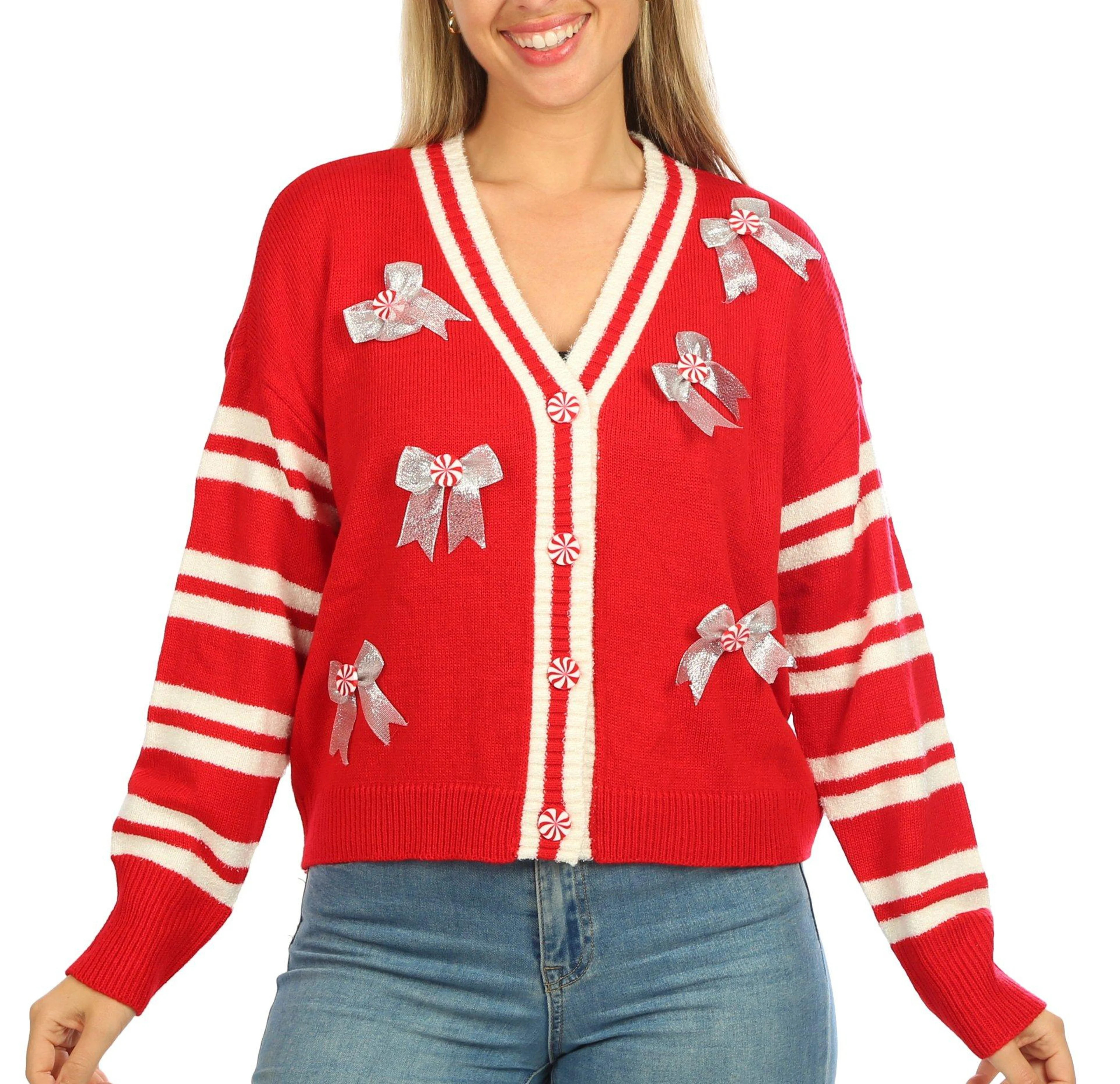 No Comment Juniors Candy Bow Christmas Cardigan | Bealls