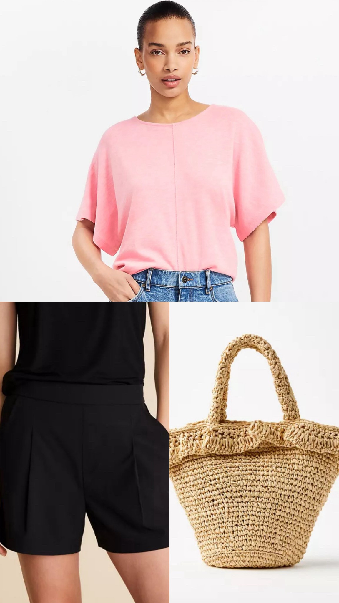 Loving these pieces too, I ordered the shorts to try since they were not available in my store. I ordered a medium. I LOVE the tote bag! So cute for spring and summer! The tee comes in lots of colors and would be so easy to dress up or down! 

#LTKMidsize #LTKSaleAlert #LTKPetite