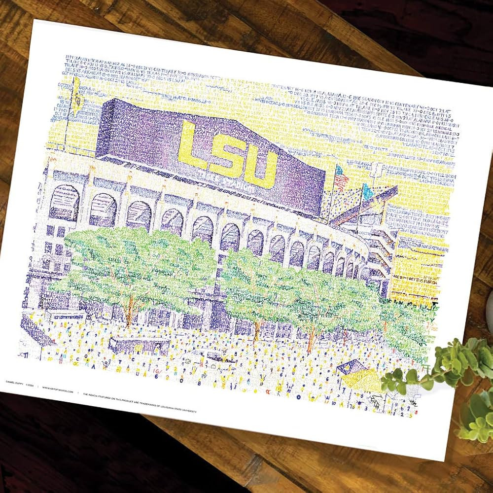 LSU Tiger Stadium Word Art - Unframed 16x20 - Handwritten with the scores of every win in history... | Amazon (US)