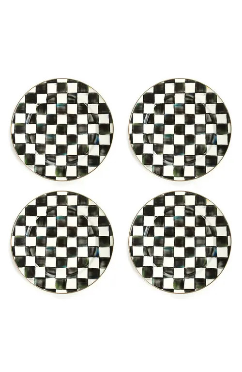 MACKENZIE CHILDS Courtly Check Set of 4 Chargers in Black/White at Nordstrom | Nordstrom