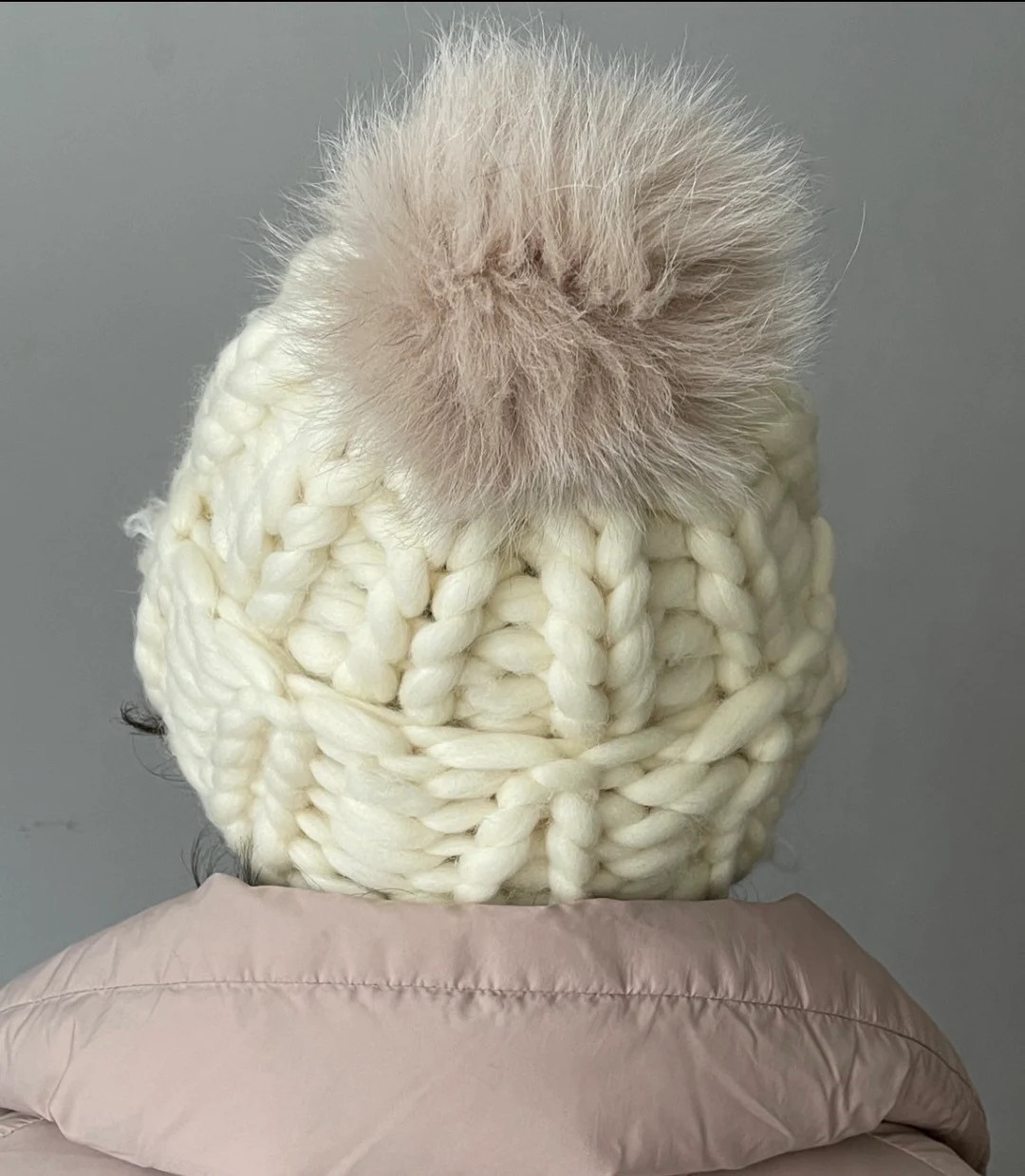 Women's Wool Knit Hat, Fur Pom Pom Hat, Pom Pom Beanie, Chunky Knit Beanie - Etsy | Etsy (US)